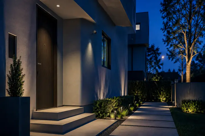 Modern entrance prepared for security coverage