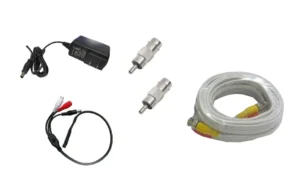 50FT Microphone for Security Camera RCA Audio Mic Cable & DC Power adapter Set
